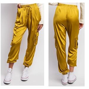 Satin Stretch Cargo Pants